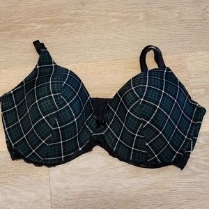 Adore Me Green Plaid Bra